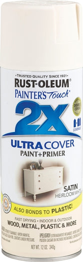 2X Ultra Cover 334071 Spray Paint, Satin, Heirloom White, 12 oz, Can